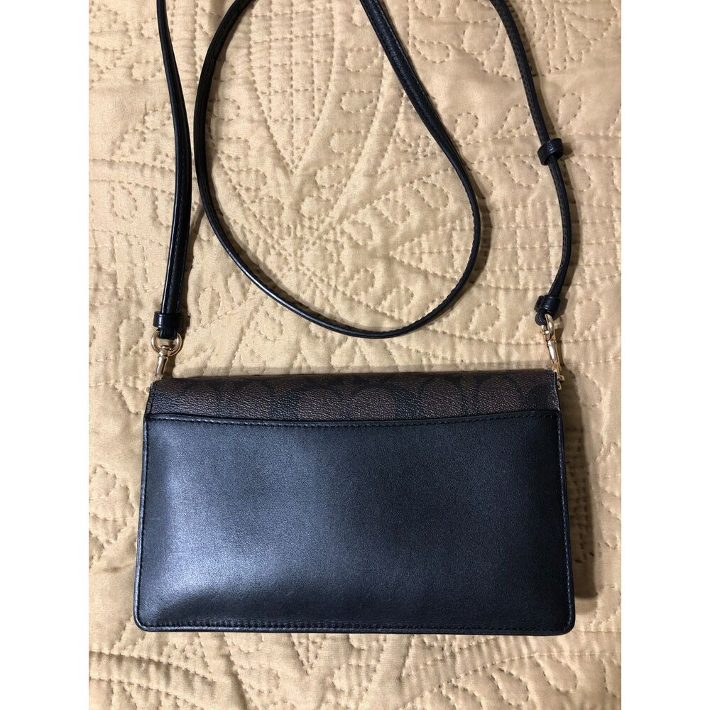 Coach Anna Foldover Crossbody Clutch 3036 Philippines Black Monogram Bag C2132 - Picture 8 of 10